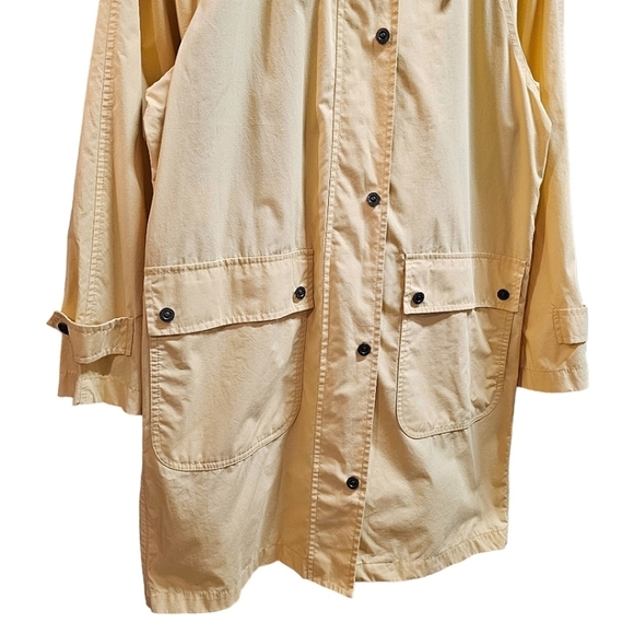London Fog Soft Yellow Trench Coat With Detachable Hood Size Medium Pockets - Picture 3 of 14